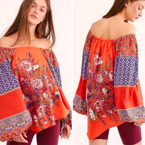πΊπHPππΊ NWT Free People Positano Floral Print Blouse - Picture 8 of 16